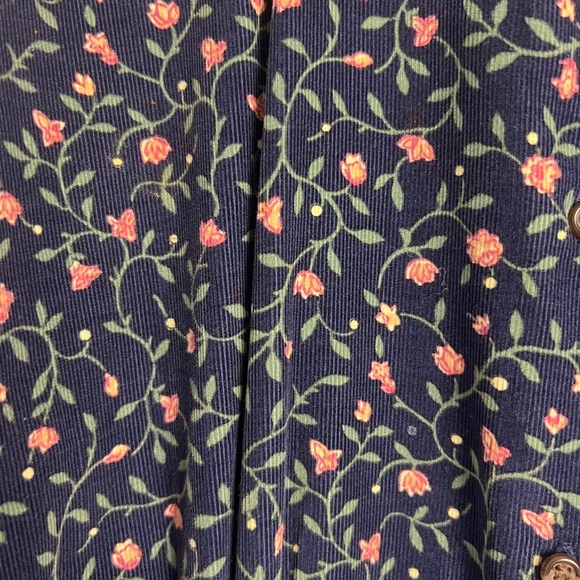 Vintage Alcott & Andrews Navy Blue Pink Ditsy Floral Corduroy Pleated Dress Sz 8 - Picture 9 of 10